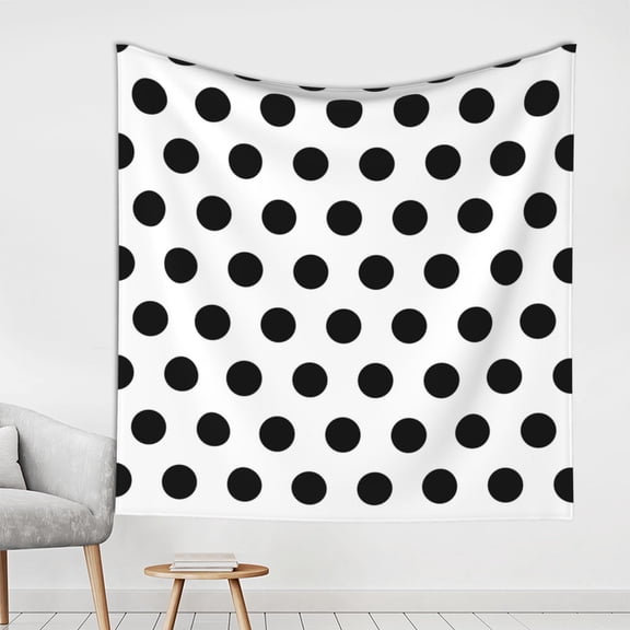 Black Polka Dot Pattern Tapestry Wall Hanging For Bedroom Dorm Art Home Office Decoration 59(W) X59(L) Inch