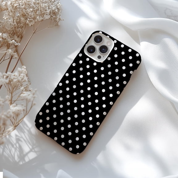 Black Polka Dot Phone Case For iPhone Samsung Galaxy Protective Hard Cover Coquette Style Classic Pattern