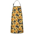 thumbnail image 1 of Black Polka Dot Sunflower Pattern Apron-Garden Aprons for Women with Pockets-Cotton Linen Waterproof Kitchen Cooking Gardening Aprons Adjustable for Kitchen,Cooking,BBQ and Salon 33x27 Inch, 1 of 7