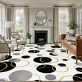thumbnail image 1 of Black Polka Dots Area Rugs 8'x10', Washable Small Throw Rugs for Living Room Patio, Modern Abstract Art Indoor Outdoor Rug Non-Slip Low Pile Carpet Runner Reversible Floor Mats, 1 of 8