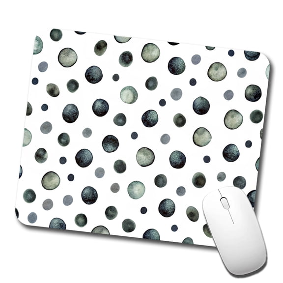 Black Polka Dots Fun White Background Mouse Pad Low Profile Gaming Mat