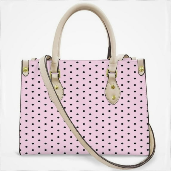 Black Polka Dots Pink Background Cross Body Bags For Women Small Leather Female Handbags Fashion Top-Handle Totes