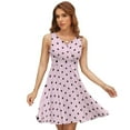 thumbnail image 1 of Black Polka Dots Pink Background Women's Tank Dress V Neck Sleeveless Summer Sundress, 1 of 7