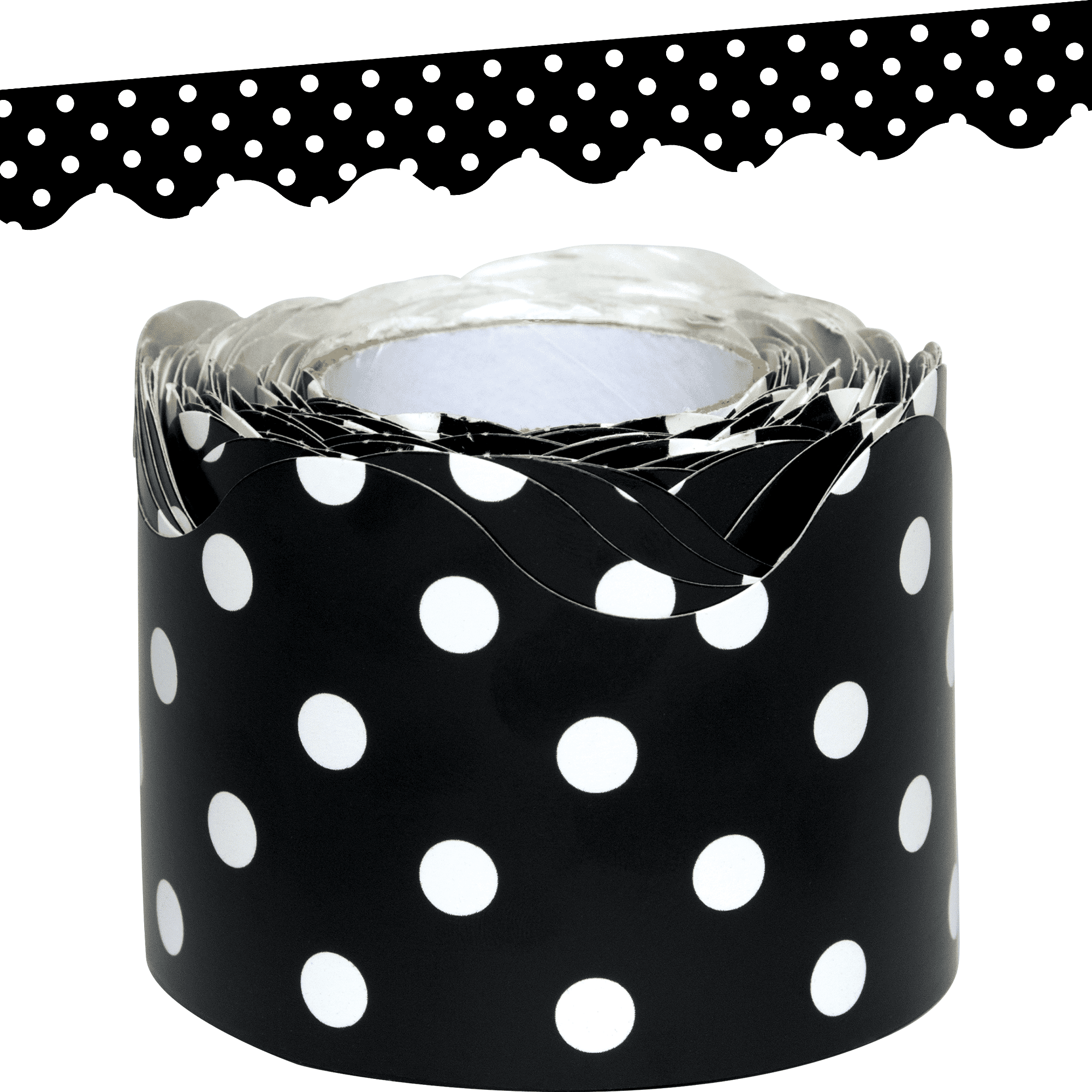 Black Polka Dots Scalloped Rolled Border Trim - Walmart.com