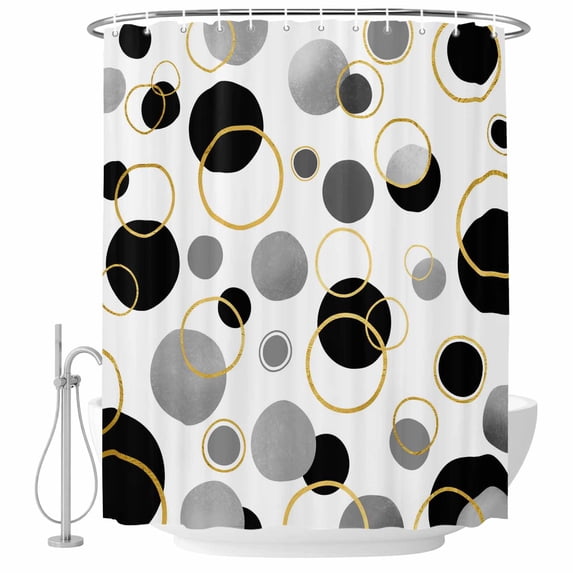 Black Polka Dots Shower Curtain Set - Long 72" x 84" Washable Bathtub Curtain with 12 Hooks, Modern Abstract Art Waterproof Fabric Stall Shower Curtains for Bathroom/Bathtub Décor