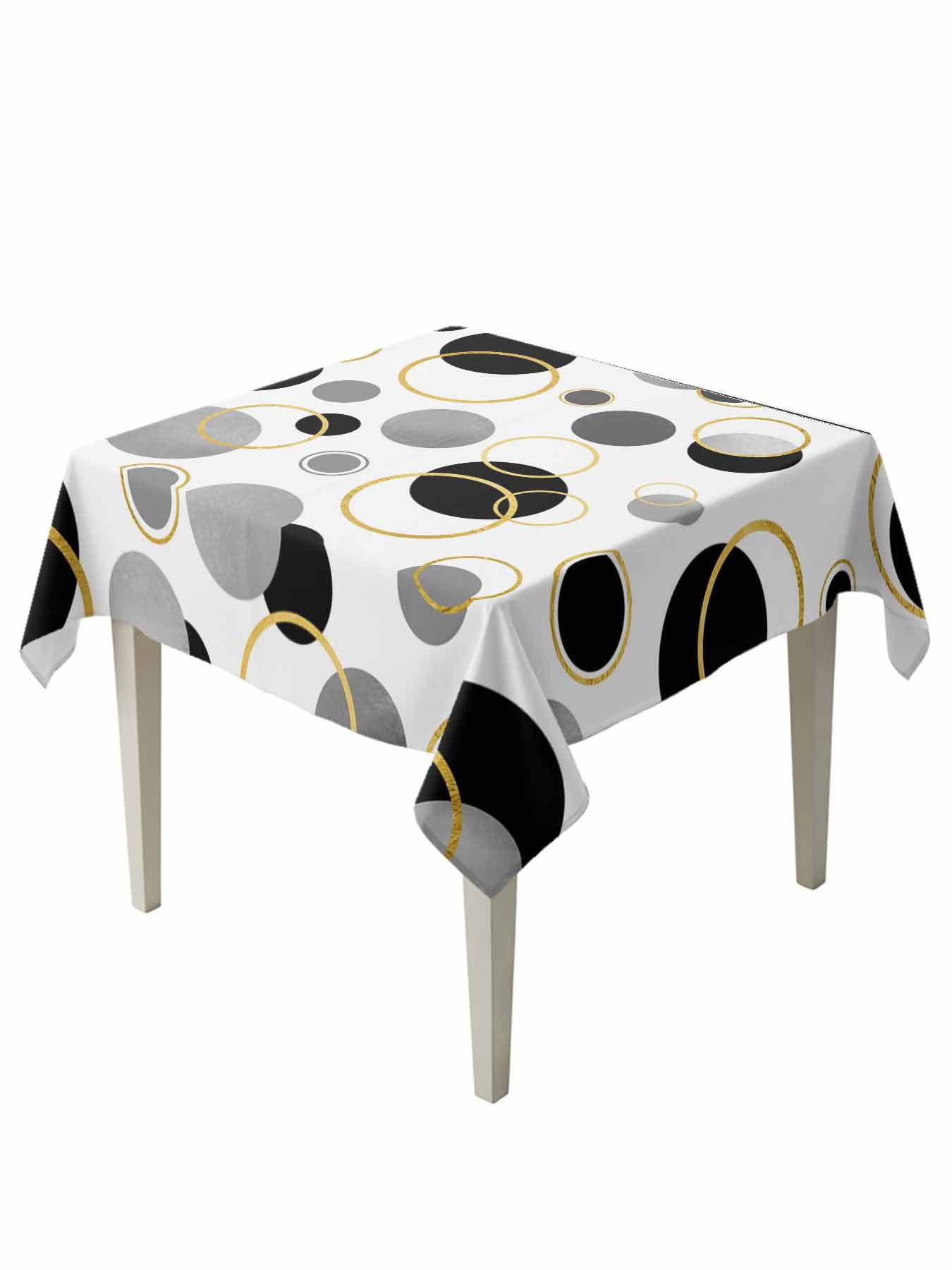 Black Polka Dots Table Cloth, Waterproof Tablecloth for Square Tables ...