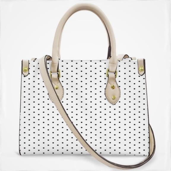 Black Polka Dots White Background Cross Body Bags For Women Small Leather Female Handbags Fashion Top-Handle Totes