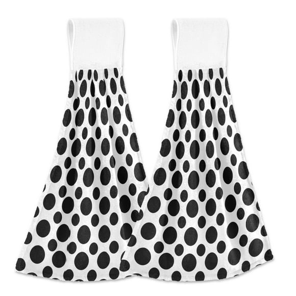 Black White Polka Dot Hand Towels
