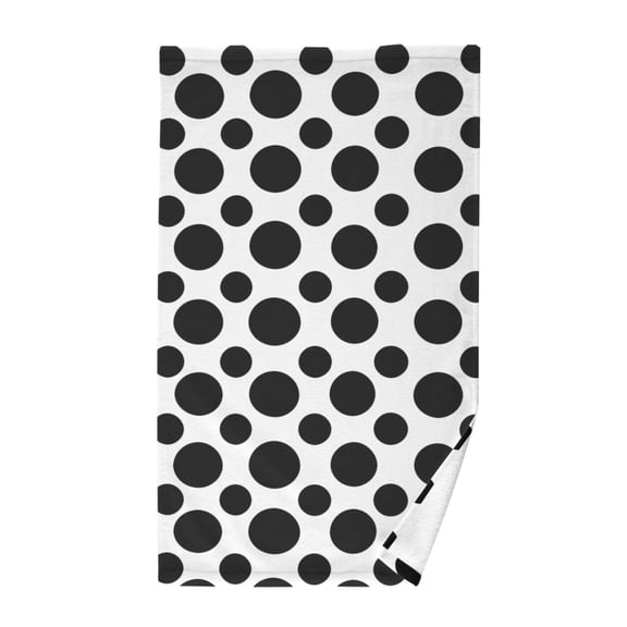 Black Polka Dots on White Cotton Face Towels Soft Hand Towel Absorbent Bathroom Towel for Kitchen Hotel Decoration