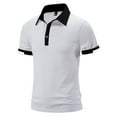 thumbnail image 1 of Black Polo Shirts for Men Cotton Basic Tee Button Collar Print Collar Shirts Athletic Fit Summer Outdoor Streetwear,White,XL, 1 of 4