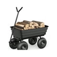 thumbnail image 1 of Black Poly Dump Cart, 4 Cu.Ft. Heavy Duty 600 LBS Garden Cart, 10" No-Flat Tires & 180° Rotating Handle, Rust-Proof Polyethylene Yard Dump Wagon For Yard, Landscaping, Gardening, Quick Release, 1 of 7