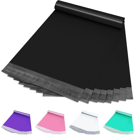 Black Poly Mailers 12" x 15.5", 100 Pcs Large Poly Mailers for Small Business Self-Seal Shipping Bags for Clothing, Shipping Envelopes, Packaging Bags, Mailing Poly Bags