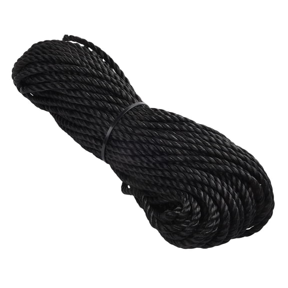Black Poly Rope Coil 6mm Dia X 30M Black Poly Rope Coils Nylon Tarpaulin Outdoor Extended Length Greenhouse Lamination, Bundling
