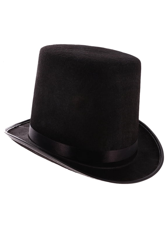 Black Polyester Felt Satin Top Hat Magician Hat Gentleman Hat Party Costume Accessories One Size Fits Most Adult Kids