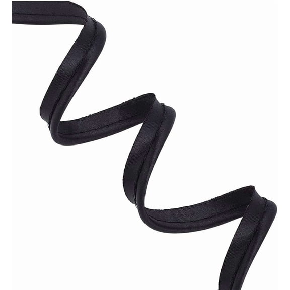 Black Polyester Piping Trim 75M (82 Yards) Polyester Wrapped Edge Craft Tie Folding for Home Decor Sewing Clothing Accessories Black