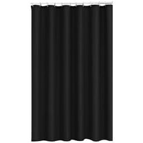 Black Polyester Shower Curtain Set with Hooks, Mildew Resistant, 71x71 Inches, Easy Install
