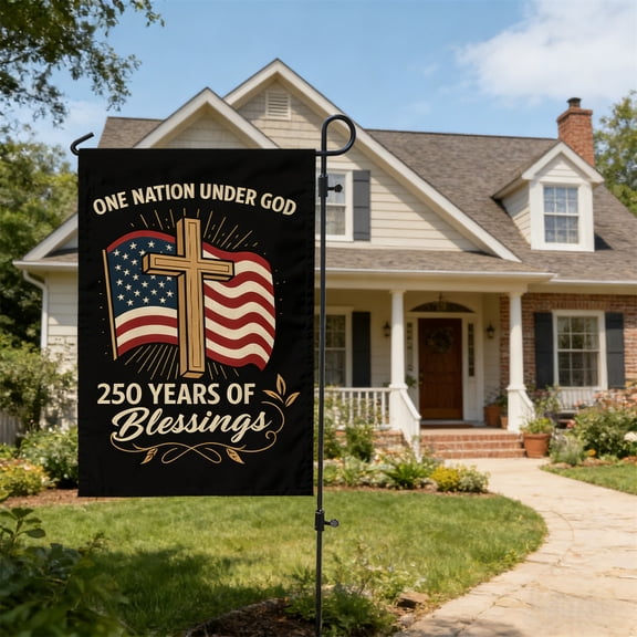Black Polyester USA 250th Anniversary Garden Banner 45x30cm, Lightweight 30g, Patriotic Decor, Fits Standard Stands, Indoor/Outdoor, Easy Installation, for Garden, Yard, Celebrations