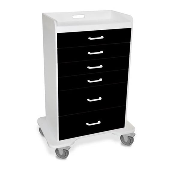 Black Polyethylene Locking 6 Drawer Procedure Cart