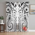 thumbnail image 1 of Black Polynesia Texture Sheer Curtains 72 Inch Length 2 Panels for Living Room, Retro Flowers Tribes Abstract Art Voile Kitchen Curtain Set, Luxury Privacy Drapes Window Treatment for Bedroom, 1 of 7