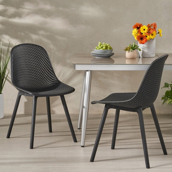 Black Polypropylene - Weather - Resistant Material - Porch Dining / Reliable Outdoor Furniture