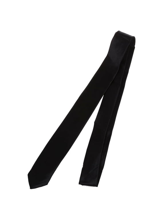 Black Polyster Skinny Neck Tie Necktie 57" for Men