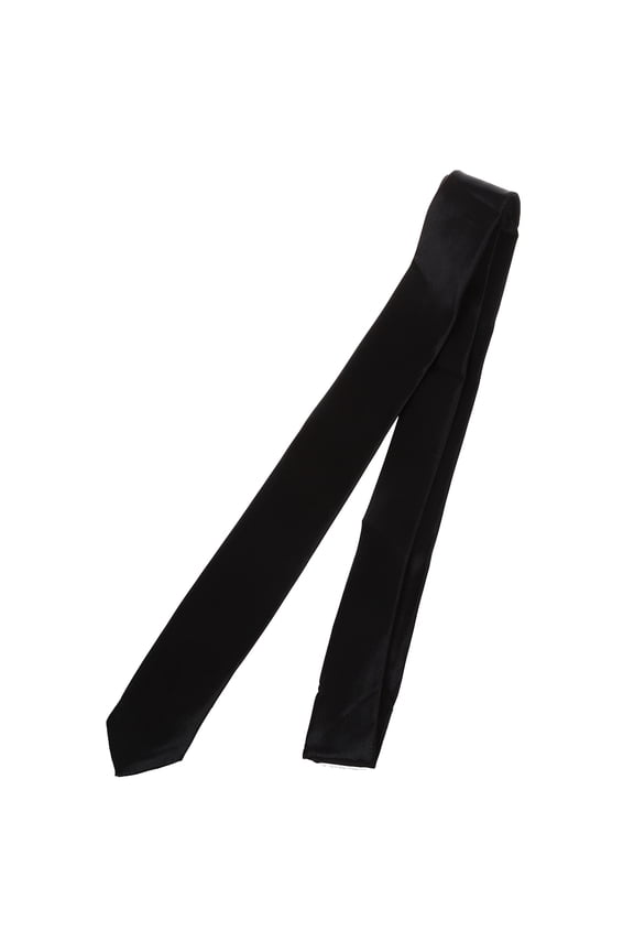 Black Polyster Skinny Neck Tie Necktie 57" for Men