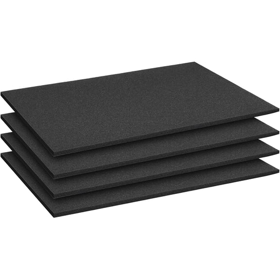 Black Polyurethane Foam Sheets, 4 PCS, 15.7 x 11.8 x 0.4 inch | Cut to Size, Foam Insert for Cases, Tool Box Foam, Packaging Foam, Craft Modelling Foam
