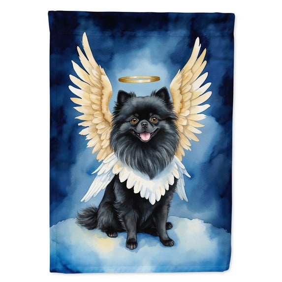 Black Pomeranian My Angel House Flag