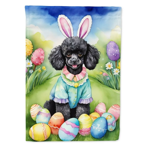 Black Poodle Easter Egg Hunt Garden Flag 11.25 in x 15.5 in