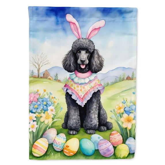 Black Poodle Easter Egg Hunt Garden Flag 11.25 in x 15.5 in