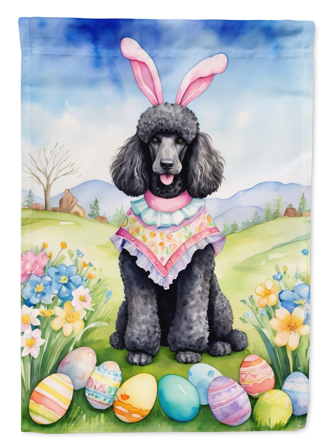 Black Poodle Easter Egg Hunt House Flag 28 in x 40 in