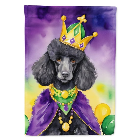 Black Poodle King of Mardi Gras House Flag 28 in x 40 in