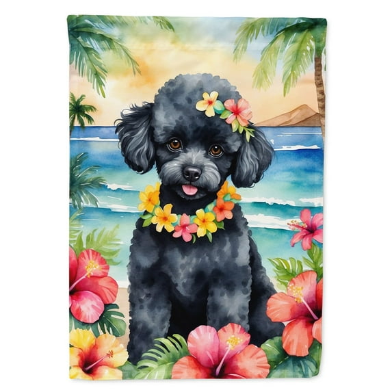 Black Poodle Luau Garden Flag 11.25 in x 15.5 in