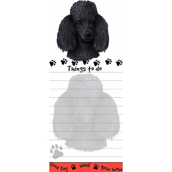Black Poodle Magnetic Sticky Note Pad