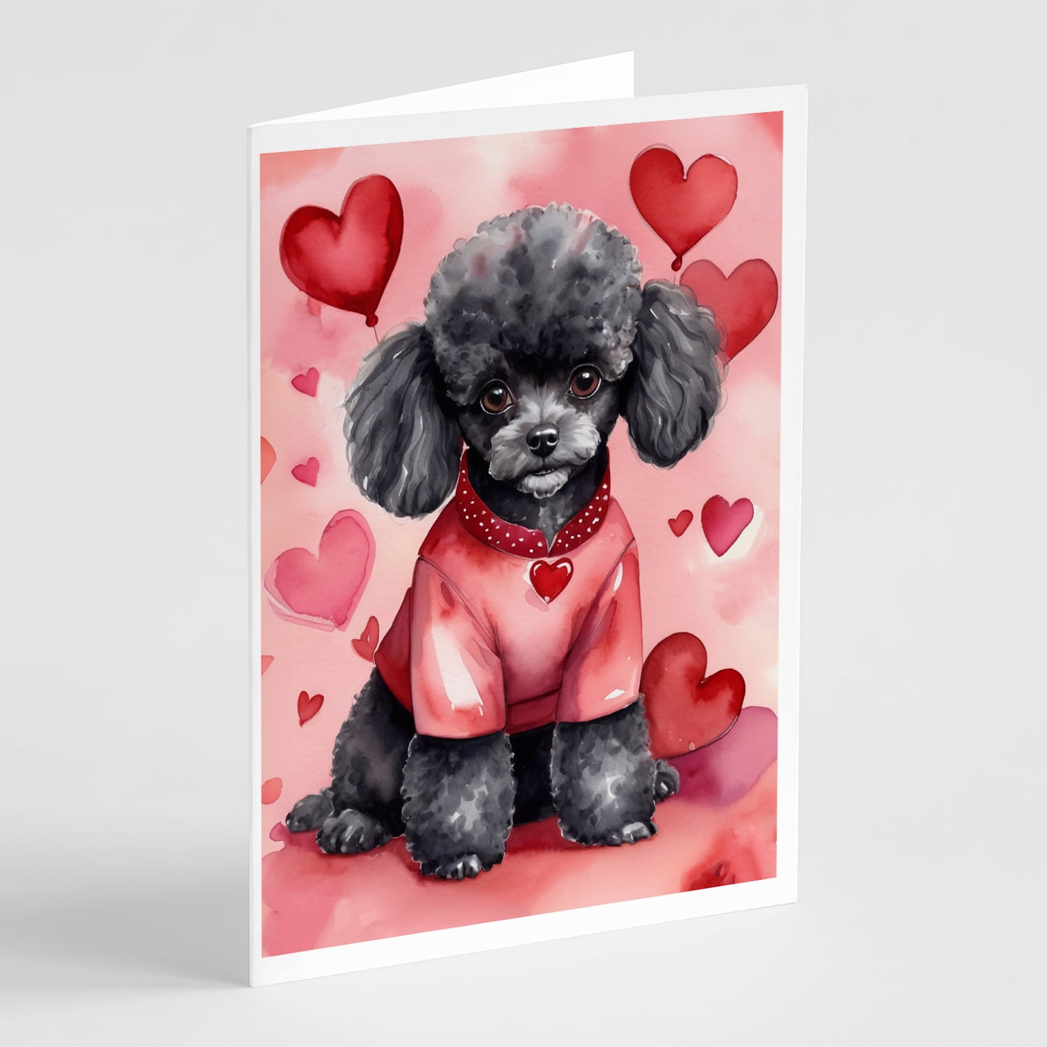Black Poodle My Valentine Greeting Cards Pack of 8 7 in x 5 in