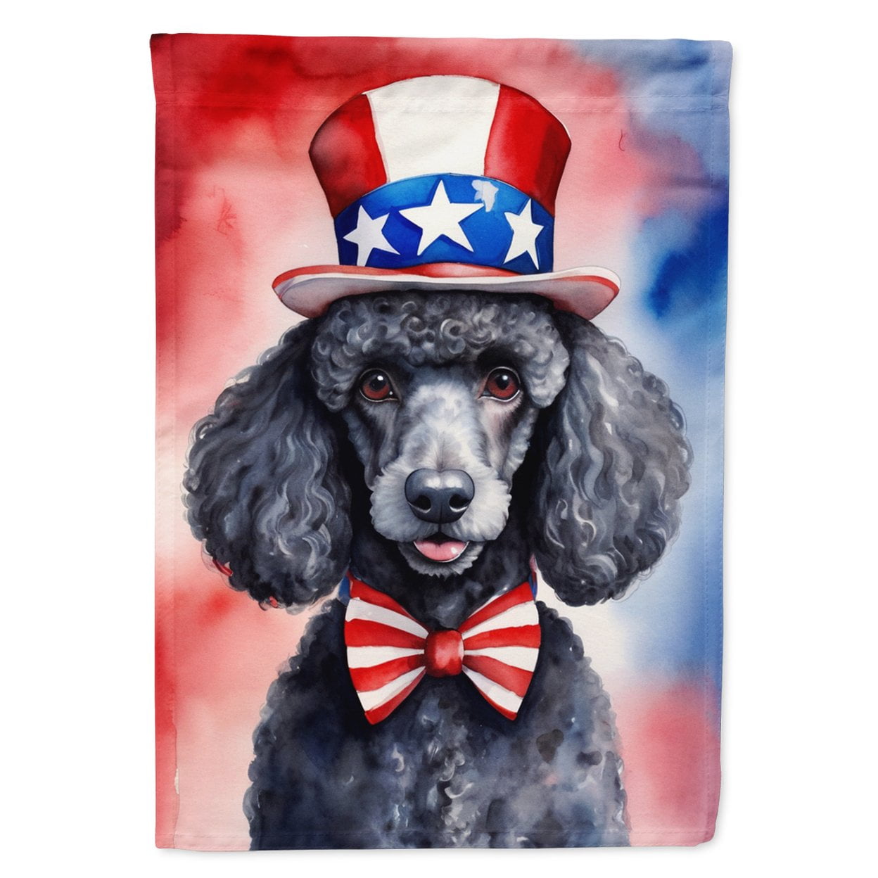 Black Poodle Patriotic American House Flag 28 in x 40 in