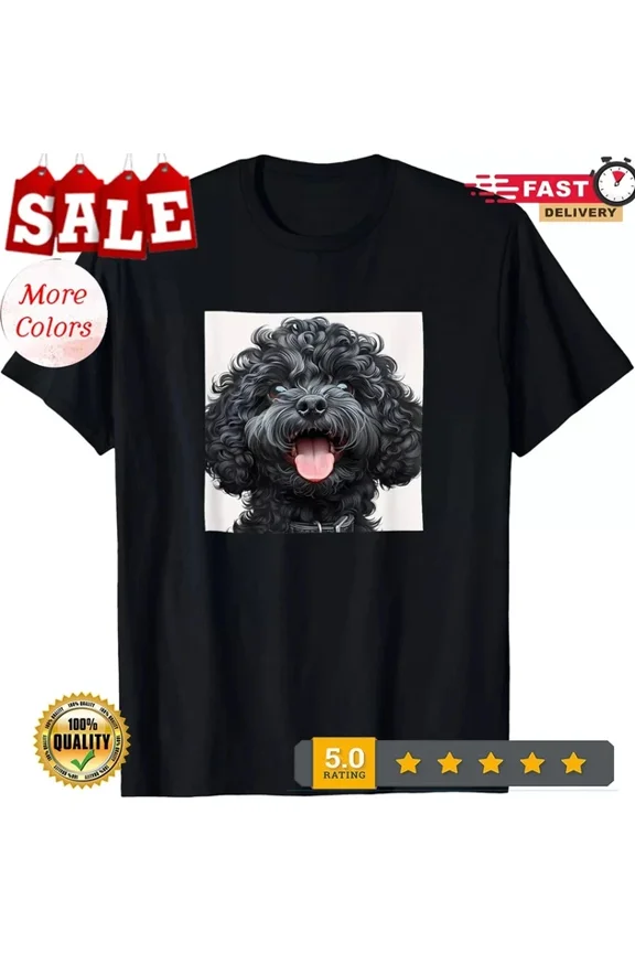 Black Poodle Puppy Laughing Graphic T-Shirt Unisex S-5Xl Hot Trending Shirt Birthday Gift