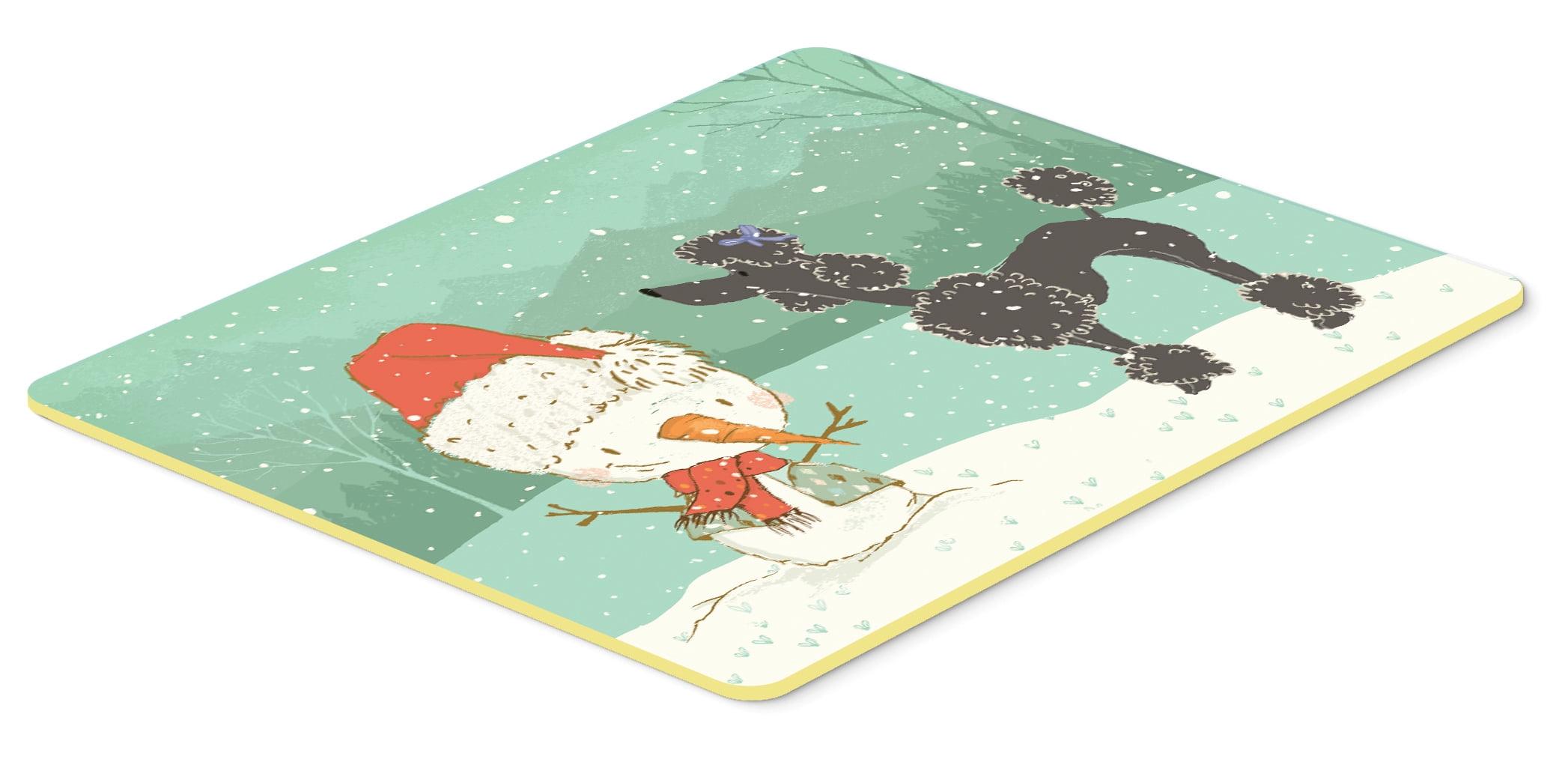 Black Poodle Snowman Christmas Kitchen or Bath Mat 24x36