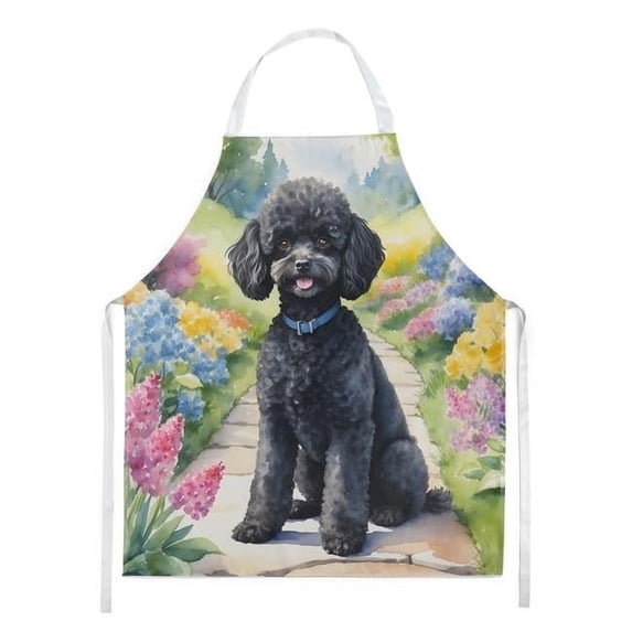Black Poodle Spring Path Apron 27 in x 30 in