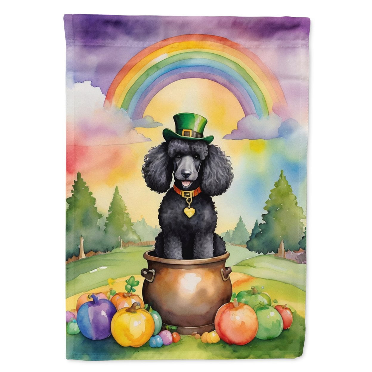 Black Poodle St Patrick's Day Garden Flag 11.25 in x 15.5 in