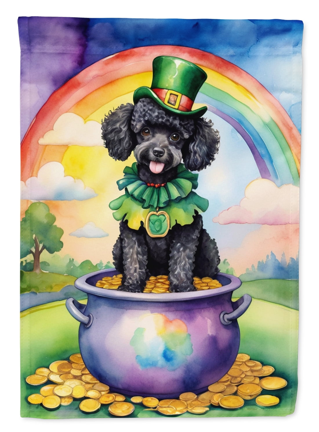 Black Poodle St Patrick's Day Garden Flag 11.25 in x 15.5 in