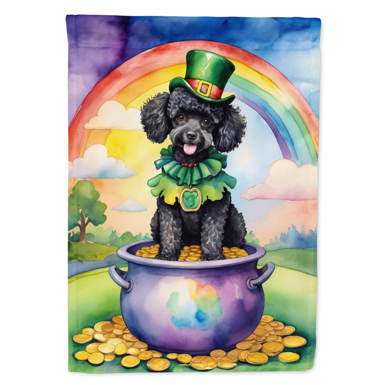Black Poodle St Patrick's Day House Flag 28 in x 40 in