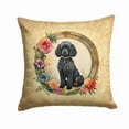 thumbnail image 1 of Black Poodle and Flowers Fabric Decorative Pillow 18 in x 18 in, 1 of 5