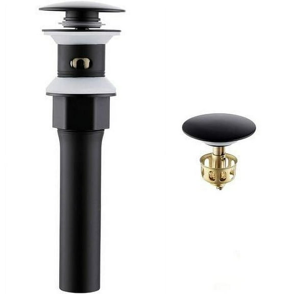 Black Pop-Up Drain & Basket, S2013A-BK Style Universal Bathroom Sink Drain with Overflow