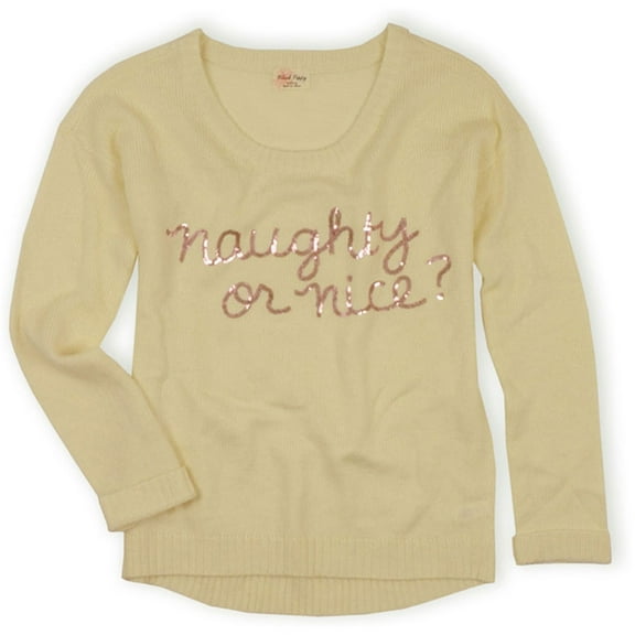 Black Poppy Womens Naughty Knit Sweater, White, X-Small