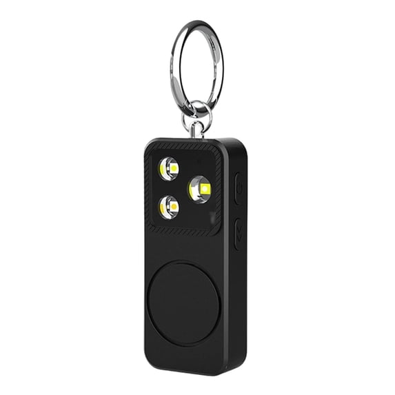 Black Portable Personal Safety Alarm, Rechargeable Anti-Wolf Device with LED Flashlight & Anti-Spy Camera