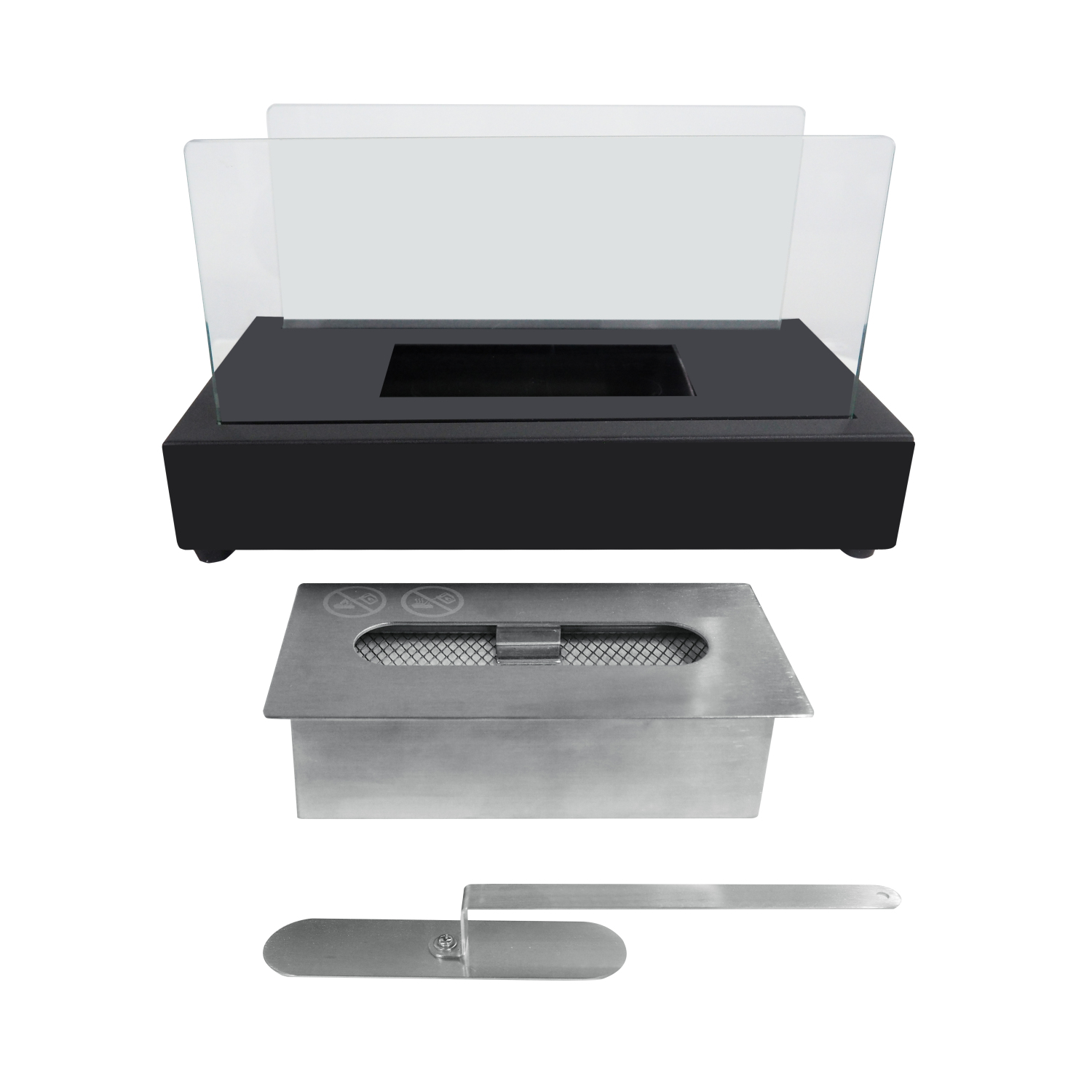 Black Portable Tabletop Bio Ethanol Fireplace Indoor Outdoor