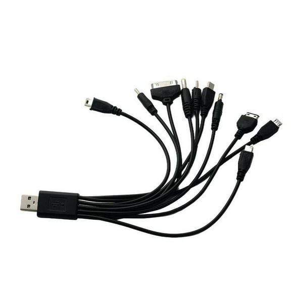Black Portable USB 10 in 1 Charge Cable Multi Charger 2022 min Accessories N8C6
