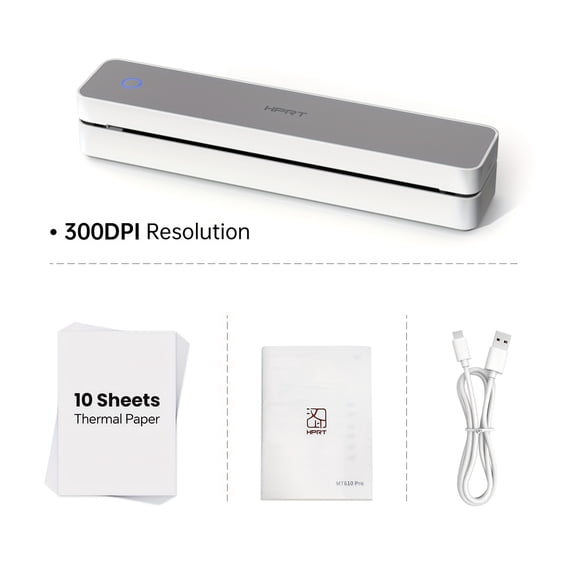 Black Portable Wireless Thermal Printer - 300DPI Inkless Mini Printer, Supports A4/A5/8.5"x11" Letter, Compatible with Smartphones/PCs for Home/Office/Vehicle