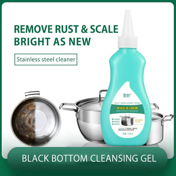 Black Pot Bottom Cleaning Gel 150ml, Stainless Steel Kitchen Utensil Cleaner, Rust and Stain Remover, Degreaser and Protective Layer for Cookware, Heavy Duty Cleaner